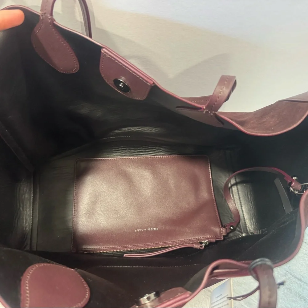 Rebecca Minkoff Large Suede Tote Bag Plum + Matching Pouch Dust Bag Included - Picture 3 of 5